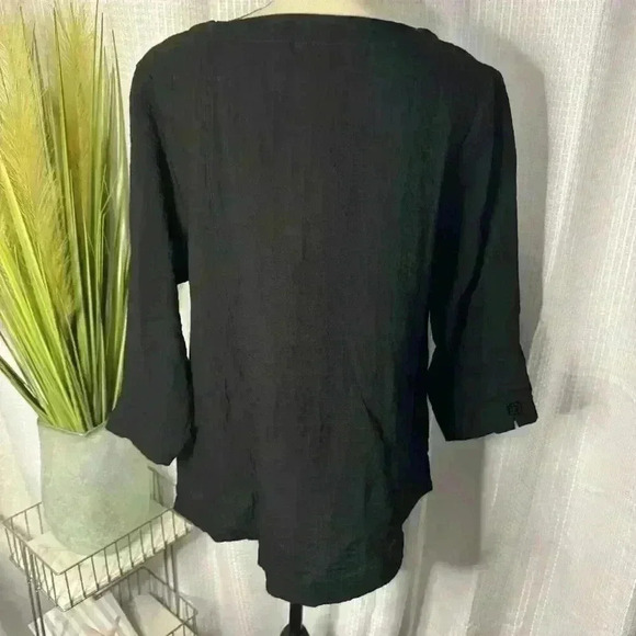 Kristin Crenshaw Women’s S Black Crinkle Tunic w/Pocket Hobo 3/4 Sleeve Top - Picture 6 of 12